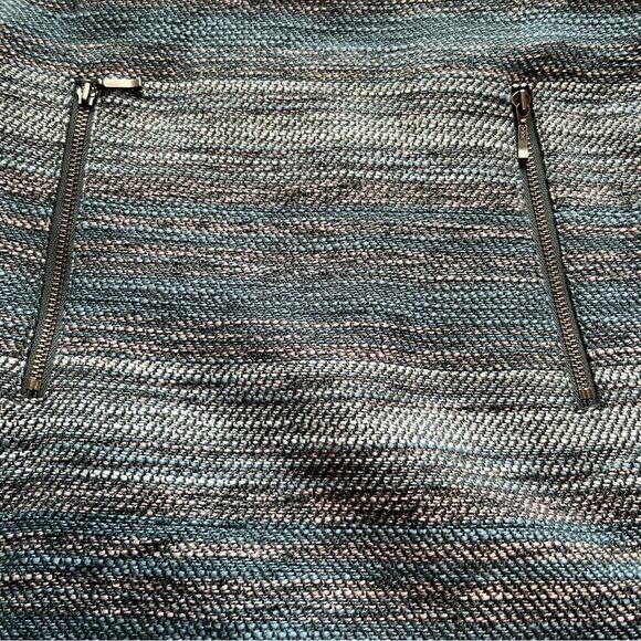 Ann Taylor Loft Mini Skirt Teal Tweed Size 00 Lined, Back zipper - Picture 7 of 9